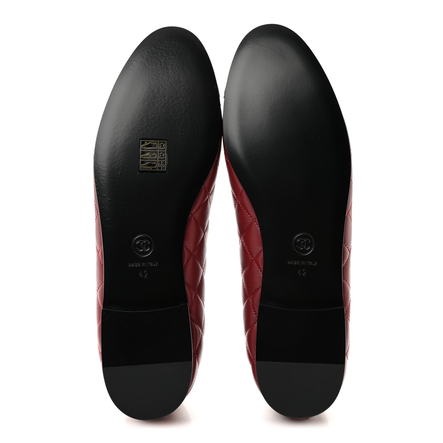 Chanel Lambskin Quilted CC Cap Toe Ballerina Flats 42 Burgundy Black 6 of 10