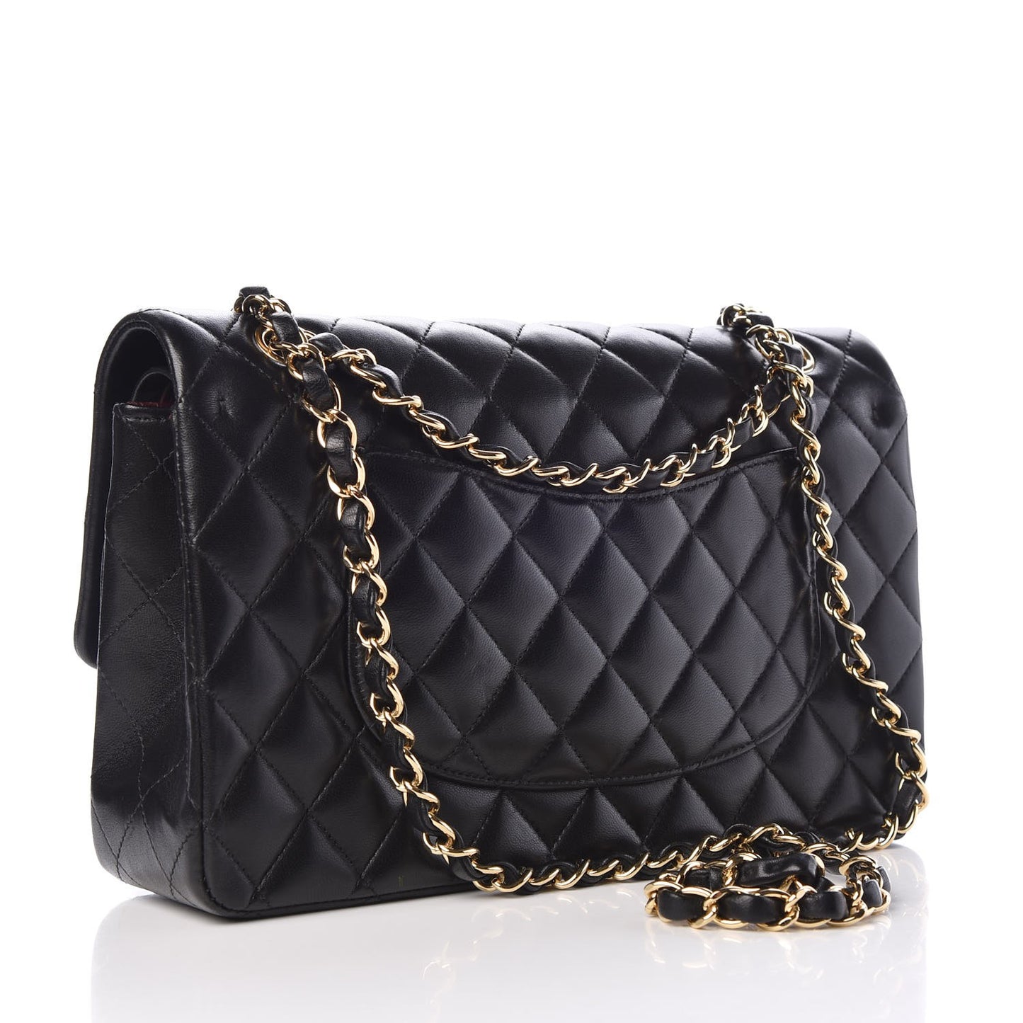 Lambskin Quilted Medium Double Flap Black