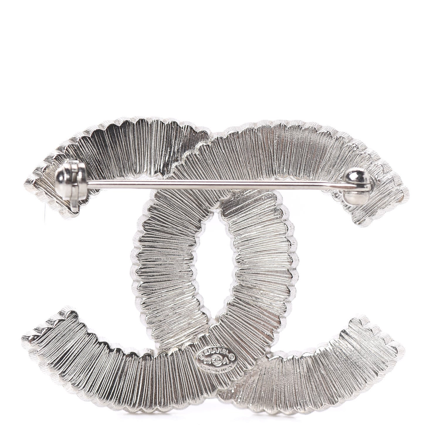 Chanel Crystal Glass CC Brooch Silver 2 of 3