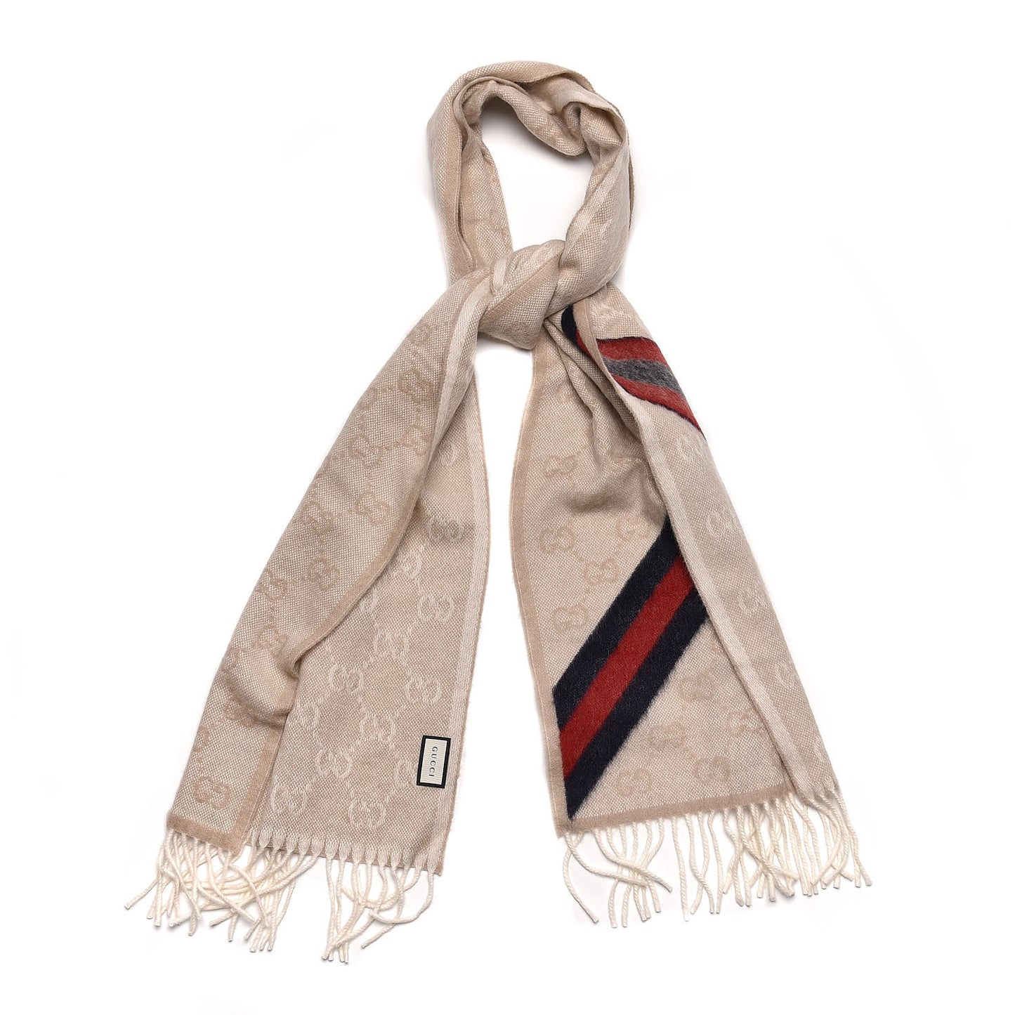 Wool Angora Monogram Web New Nikky Scarf Sand Blue
