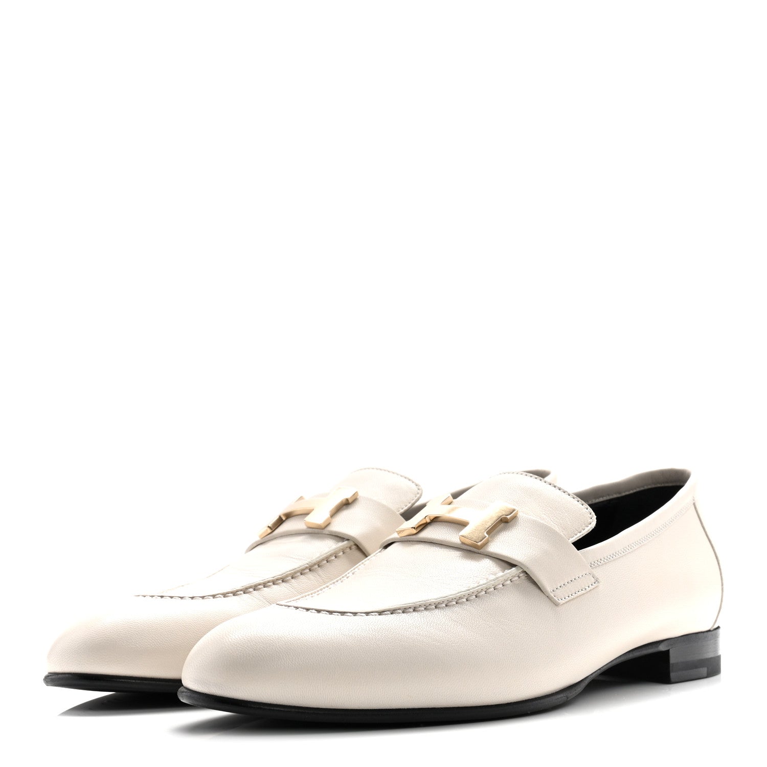 Hermes Goatskin Womens Paris Loafers 38.5 Beige Glaise 4 of 10