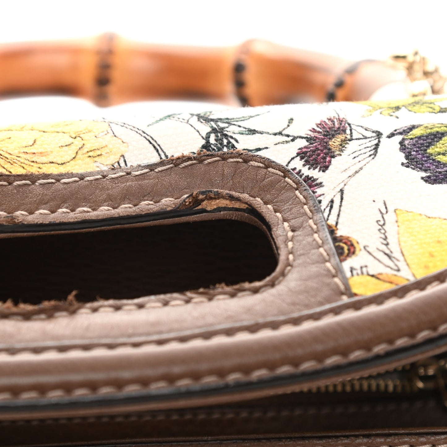 Flora Medium New Bamboo Top Handle Bag Dark Brown