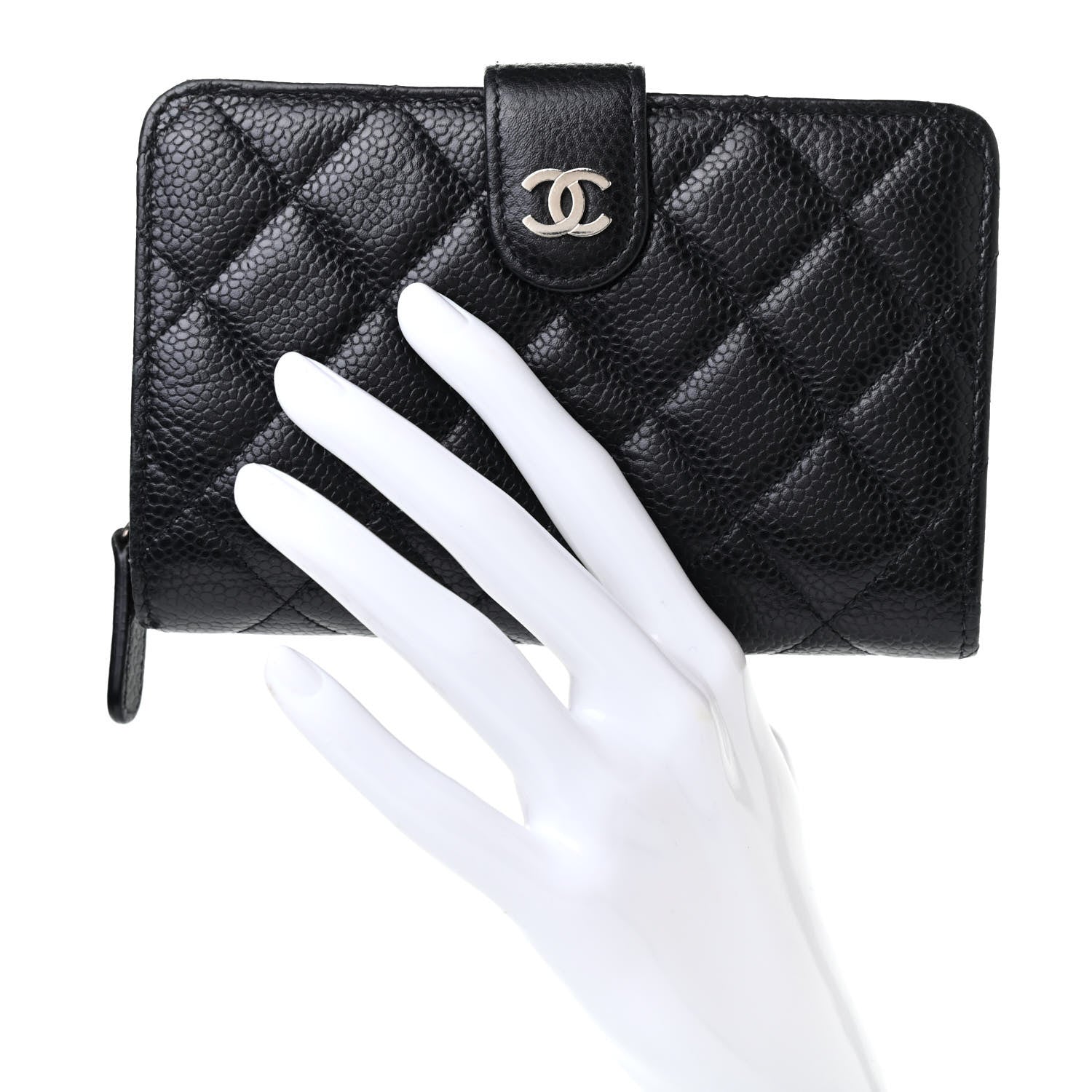 Chanel Caviar Quilted Zipped Pocket Wallet Black 2 of 10