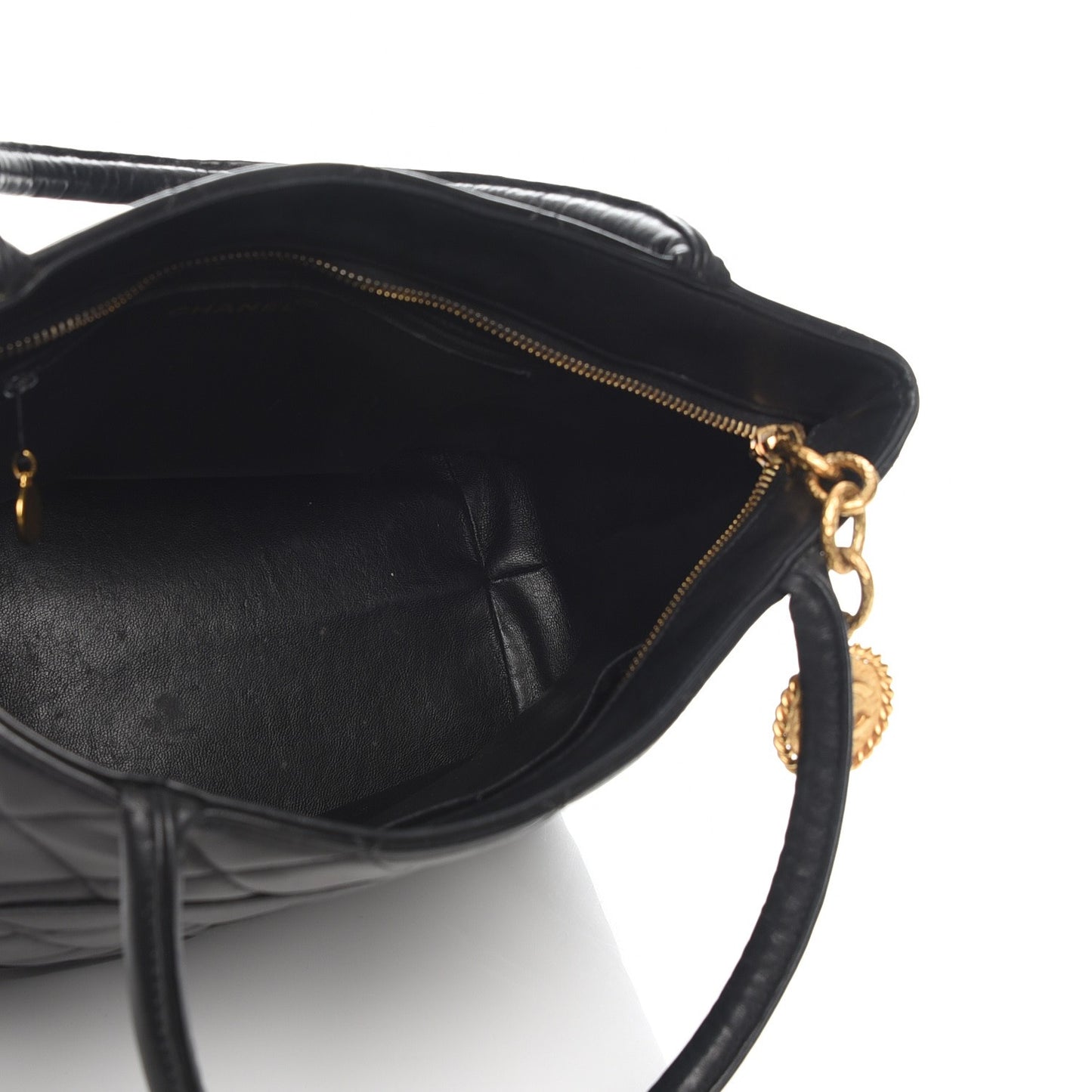 Lambskin Quilted Medallion Tote Black