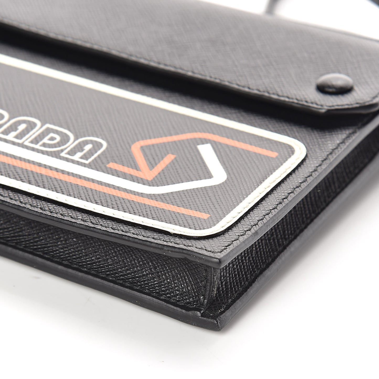 Saffiano City Logo Crossbody Wallet Black