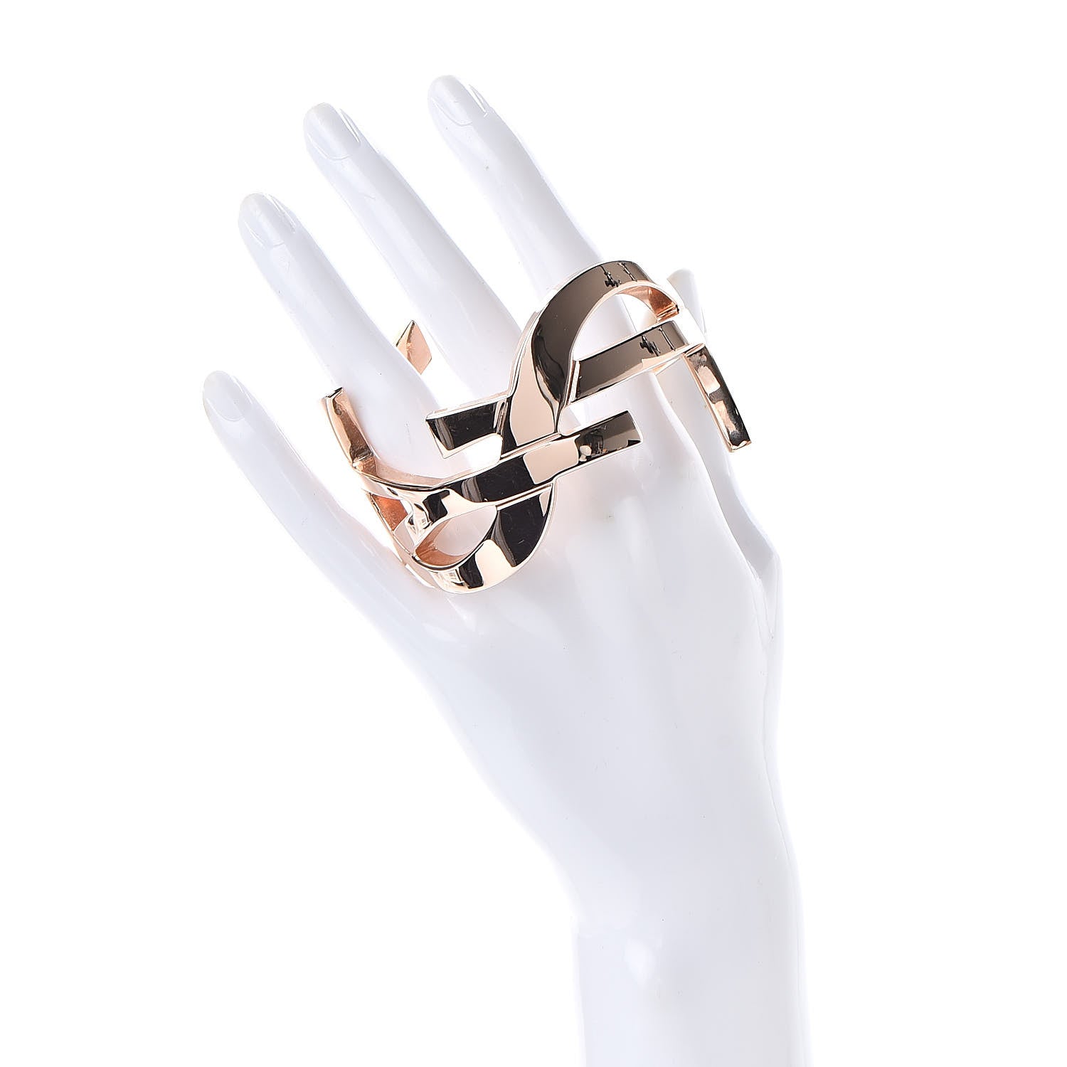 Saint Laurent Brass Monogram Medium Cuff Bracelet Rose Gold 2 of 4