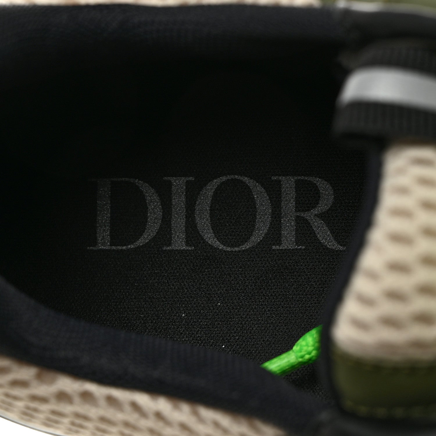 Christian Dior Technical Mesh Calfskin Mens B22 Sneakers 46 Olive Green Black Grey White 6 of 9
