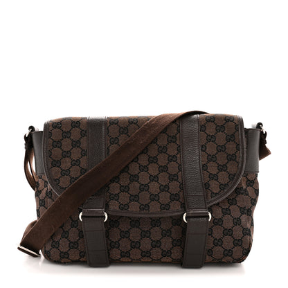 Gucci Monogram Medium Double Buckle Flap Messenger Dark Brown 1 of 11