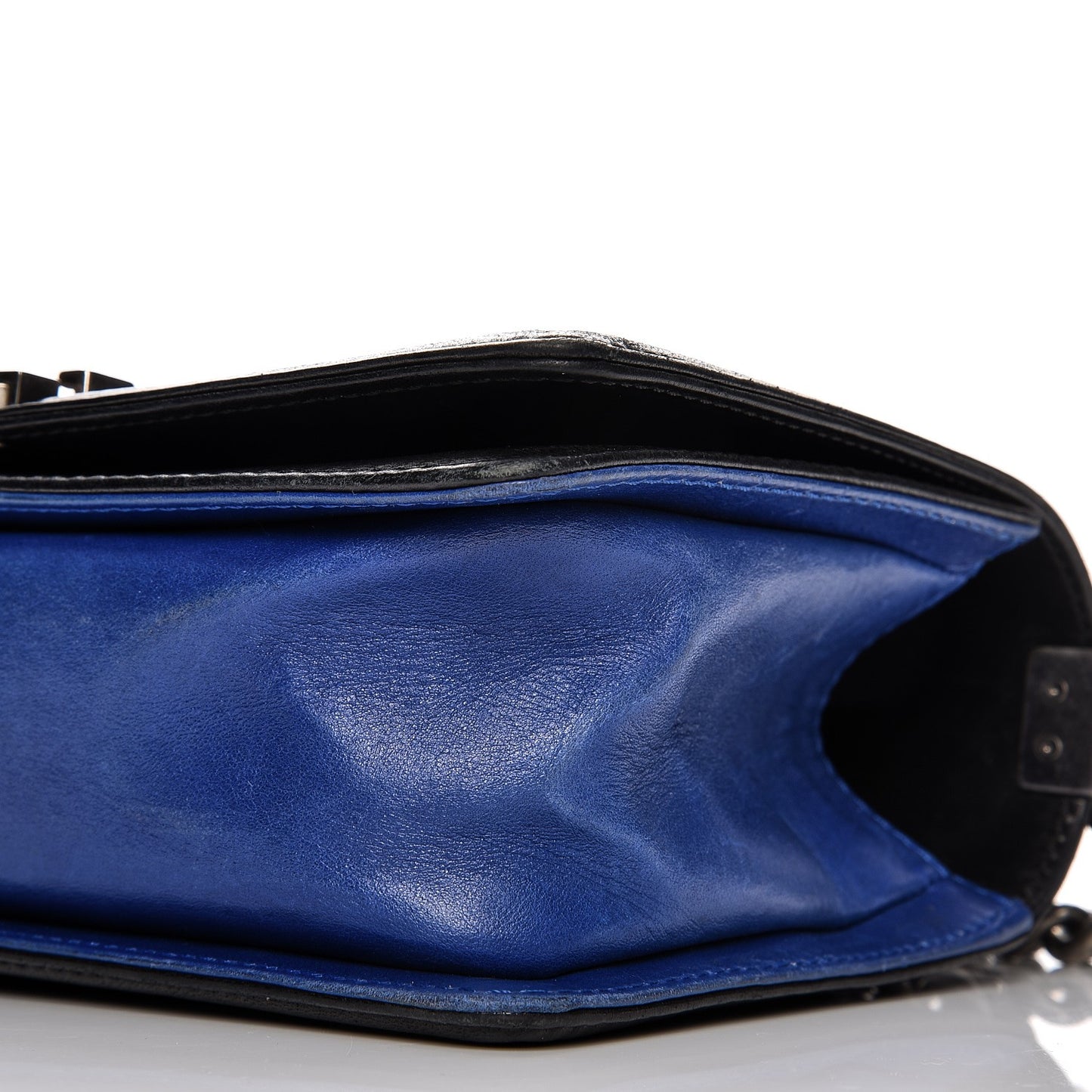 Lambskin Quilted Medium Boy Flap Black Blue
