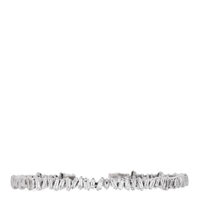Suzanne Kalan 18K White Gold Diamond Fireworks Classic Baguette Bangle Bracelet 1 of 3