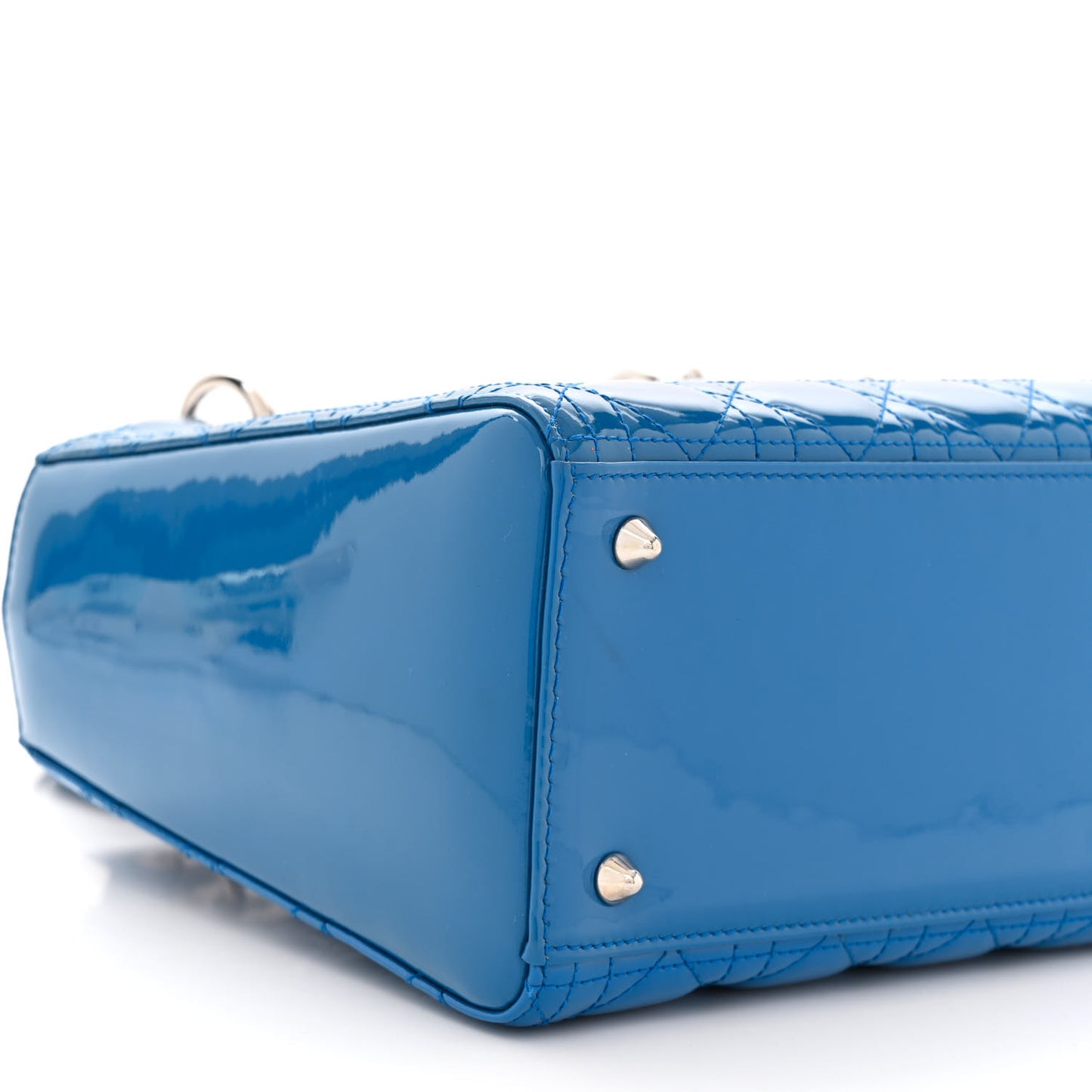 Patent Cannage Medium Lady Dior Blue