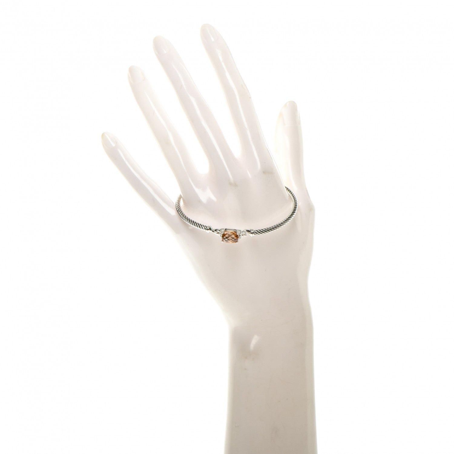 David Yurman Sterling Silver Diamond Morganite 3mm Petite Wheaton Bracelet 2 of 4