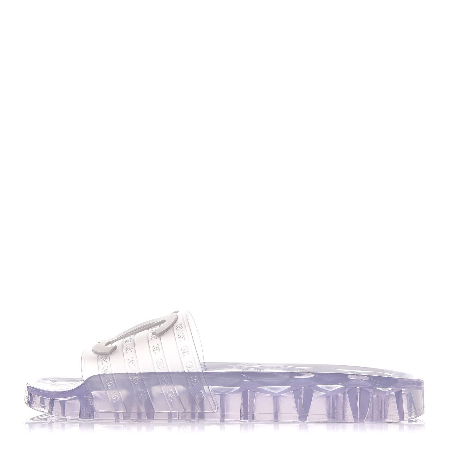 PVC Transparent CC Flat Slide Sandals 39 White