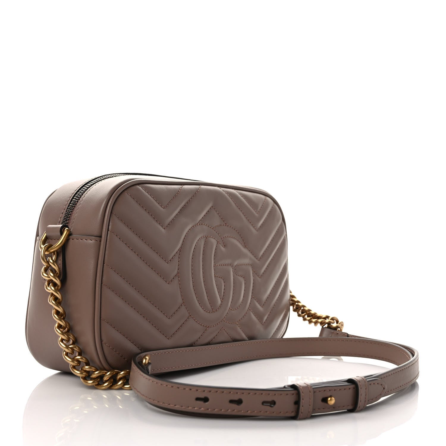 Gucci Calfskin Matelasse Small GG Marmont Chain Shoulder Bag Porcelain Rose 3 of 9