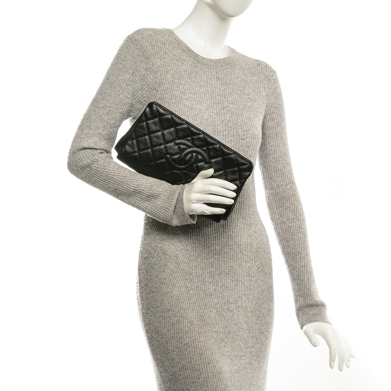 Chanel Caviar Quilted CC Large Clutch Black 2 of 7