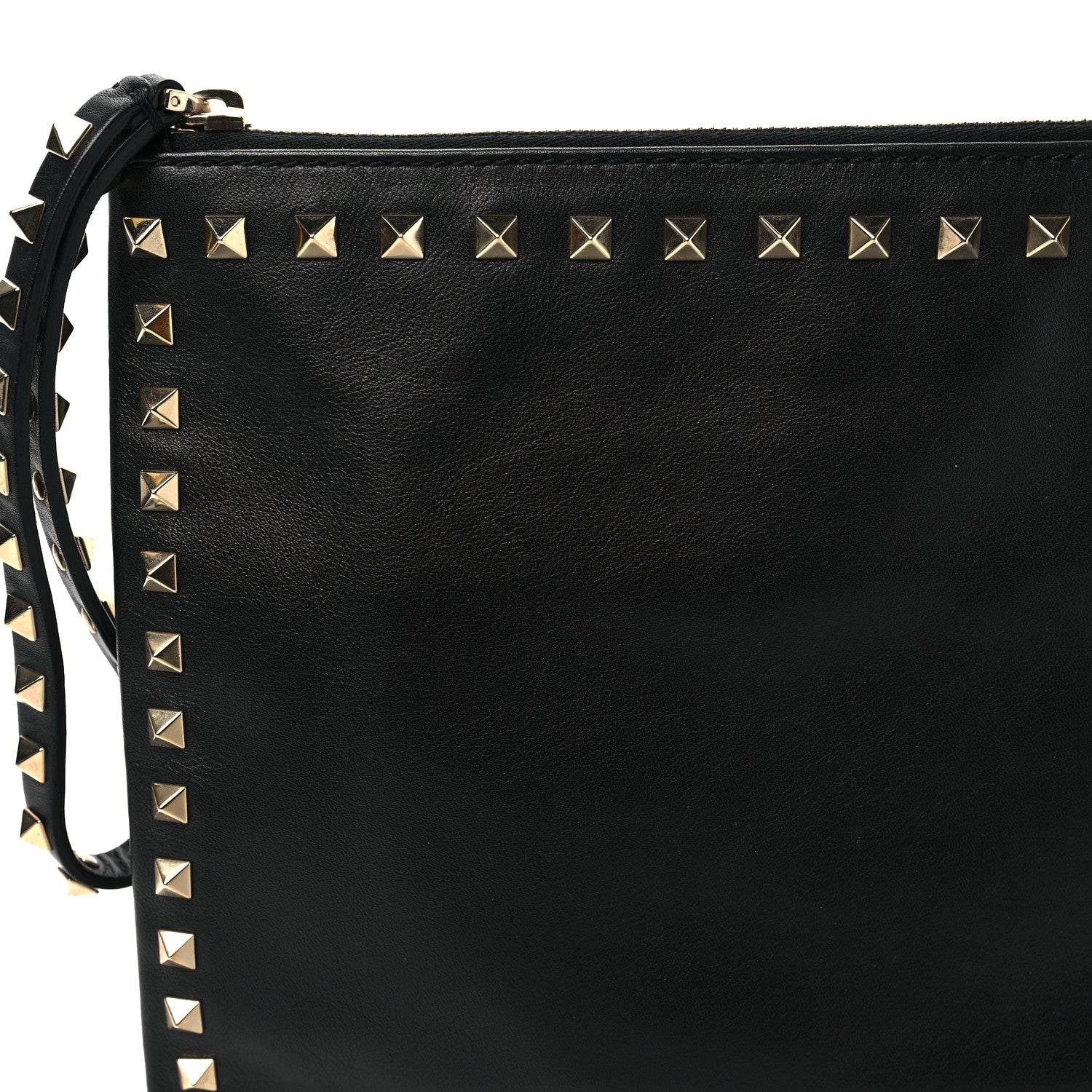 Valentino Garavani Vitello Large Rockstud Zip Wristlet Pouch Black 9 of 9