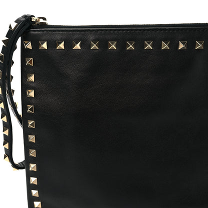 Valentino Garavani Vitello Large Rockstud Zip Wristlet Pouch Black 9 of 9