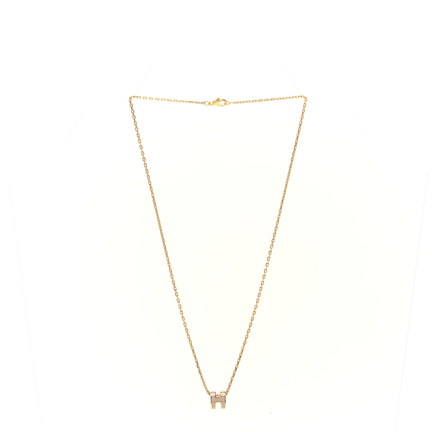 Lacquered Gold Mini Pop H Pendant Necklace Marron Glace