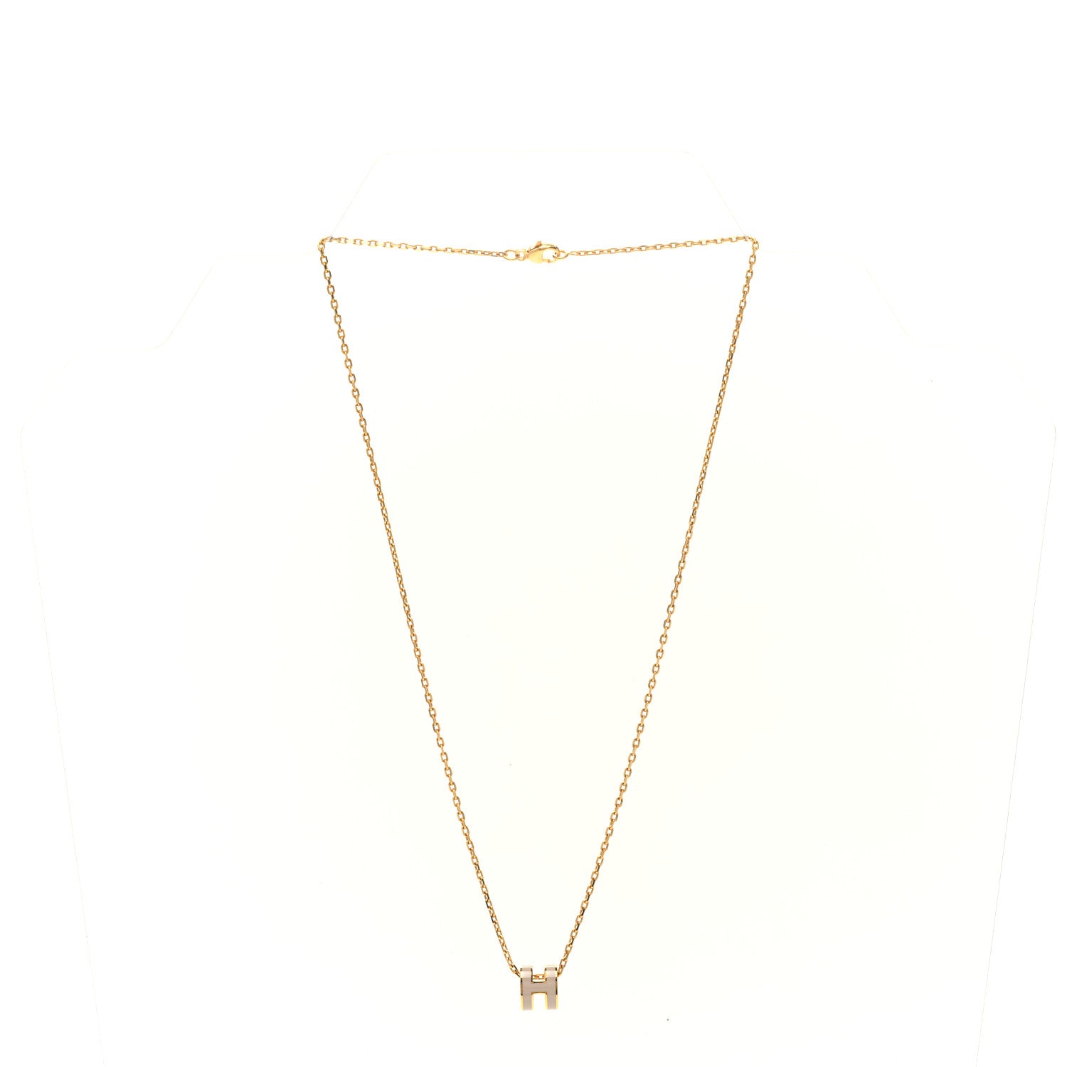Hermes Lacquered Gold Mini Pop H Pendant Necklace Marron Glace 3 of 7