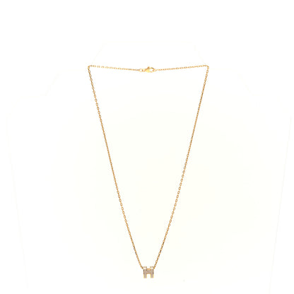 Hermes Lacquered Gold Mini Pop H Pendant Necklace Marron Glace 3 of 7