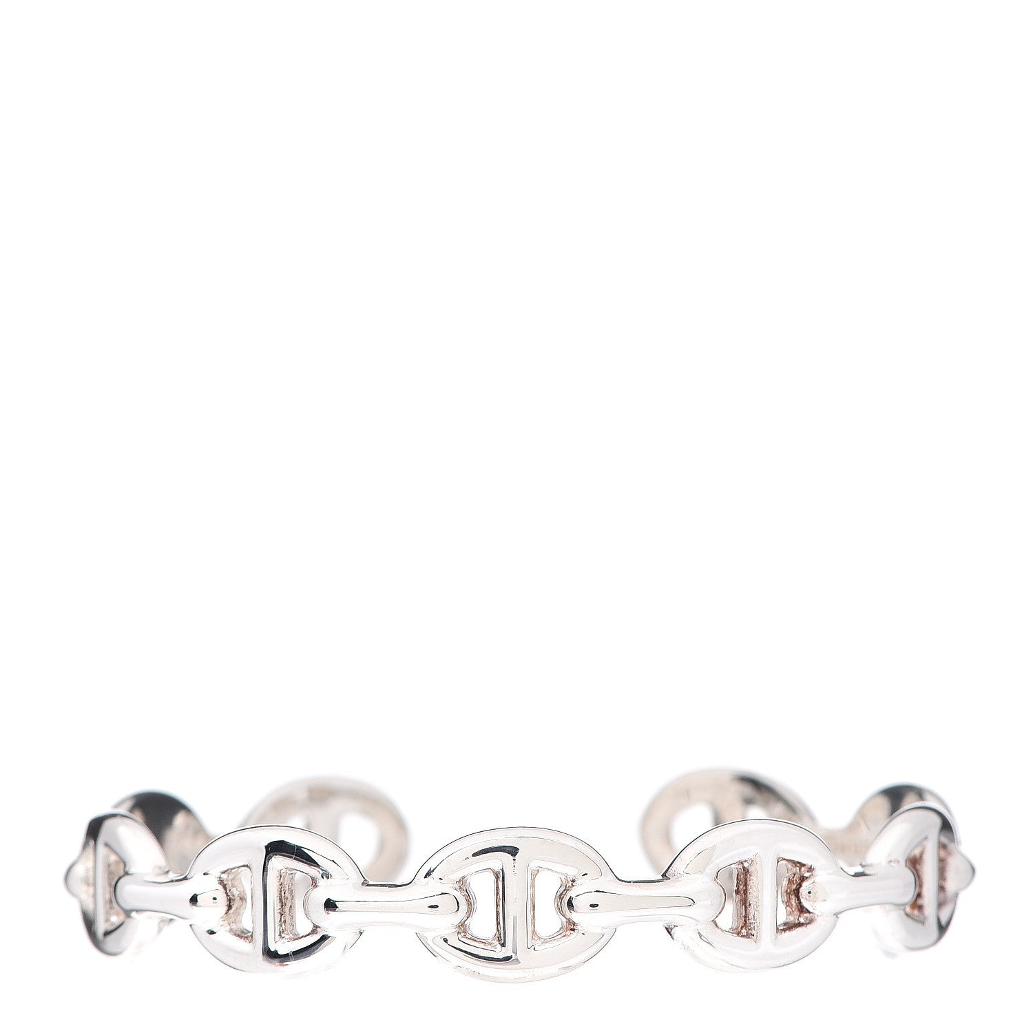 Hermes Sterling Silver MM Chaine d'Ancre Enchainee Cuff Bracelet ST 1 of 3