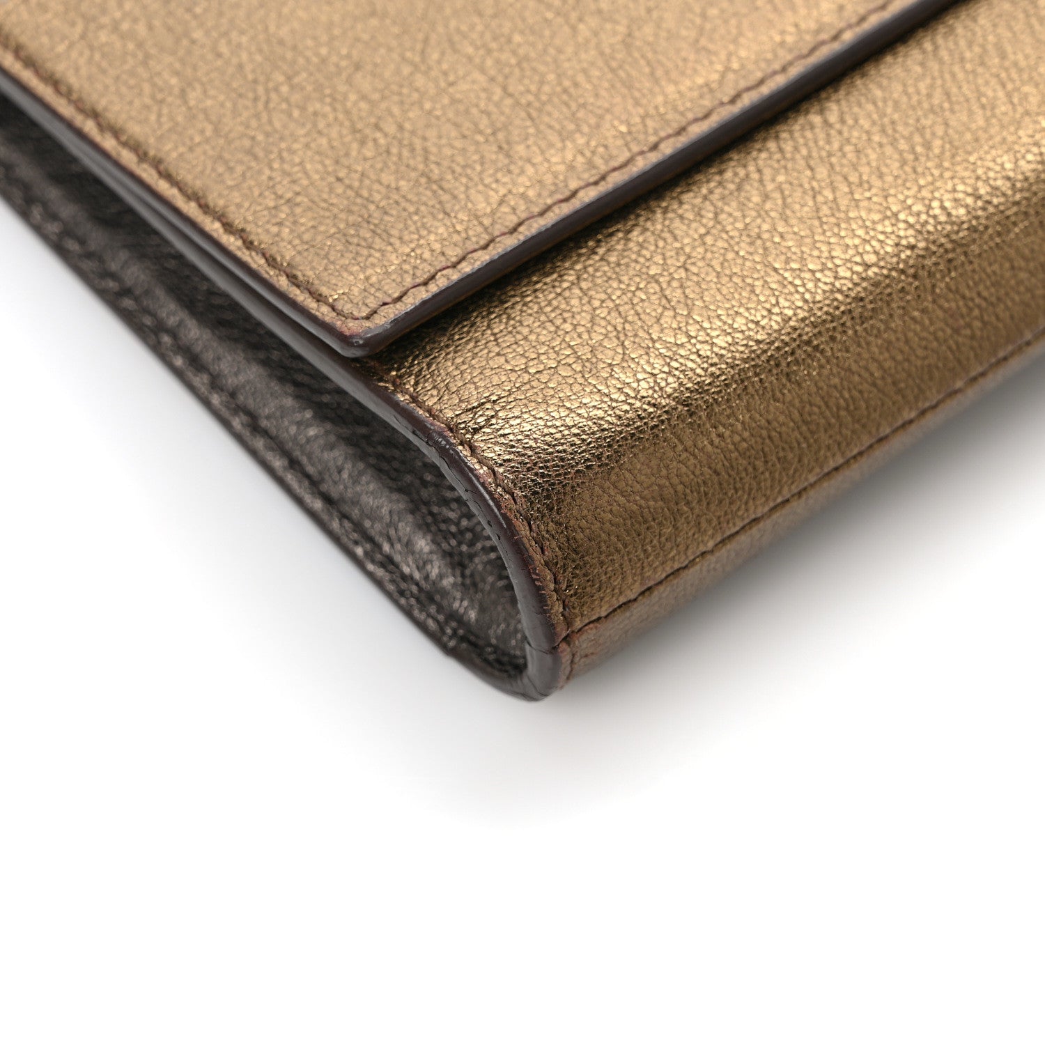 Saint Laurent Metallic Calfskin Monogram Belle de Jour Chain Clutch Gold 7 of 8