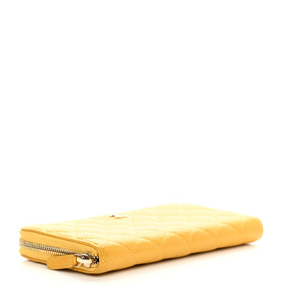 Chanel Caviar Quilted Large Gusset Zip Around Wallet Yellow 4 of 12