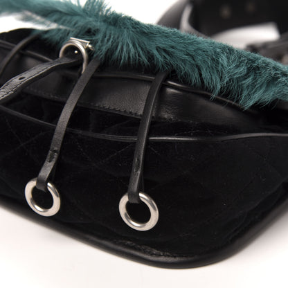 Prada Cavallino Velluto Corsaire Antic Crossbody Bag Biliardo Black 6 of 9