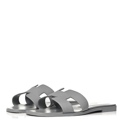 Hermes Epsom Oran Sandals 38 Bleu Glacier 3 of 9