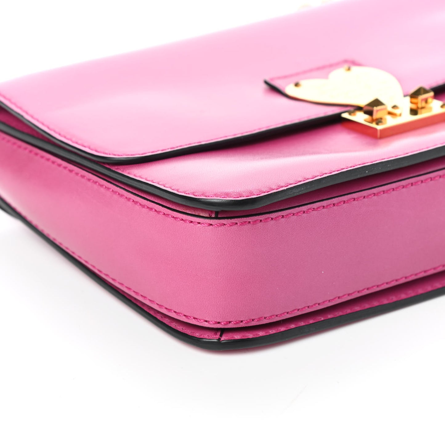 Shiny Nappa L'Amour Rockstud Shoulder Bag Fuxia