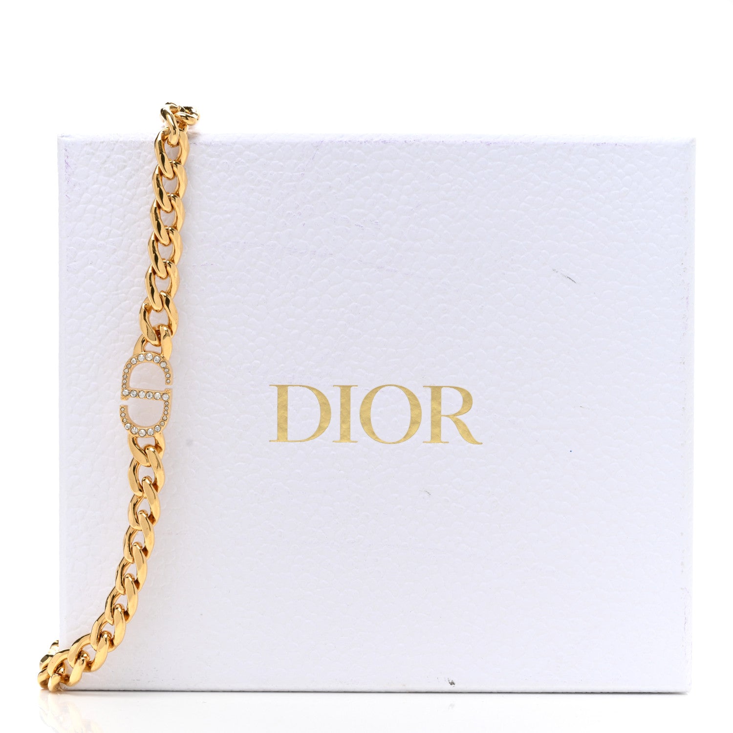 Christian Dior Metal Crystal 30 Montaigne Necklace Gold 6 of 6