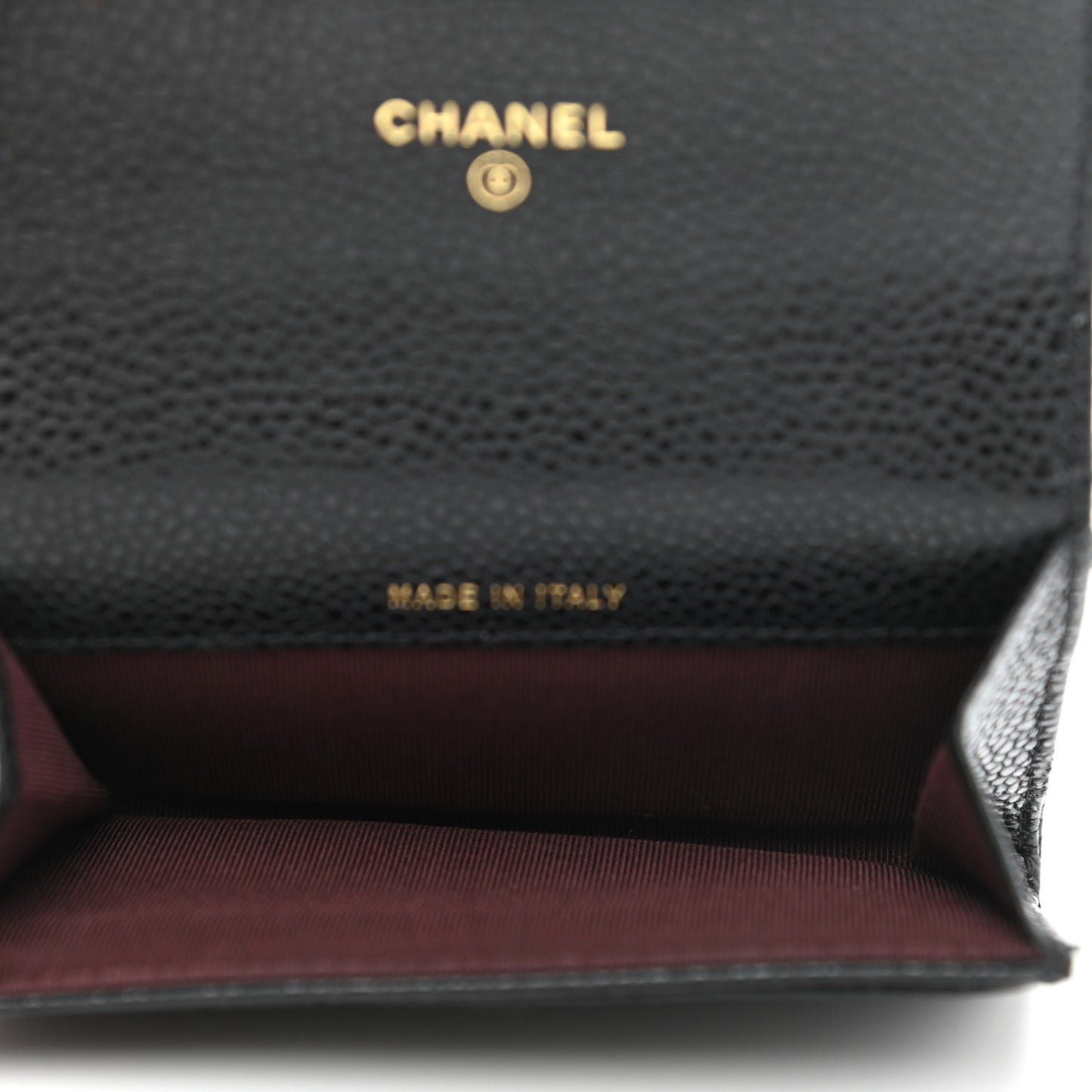 Caviar Quilted Flap Card Holder Wallet Black