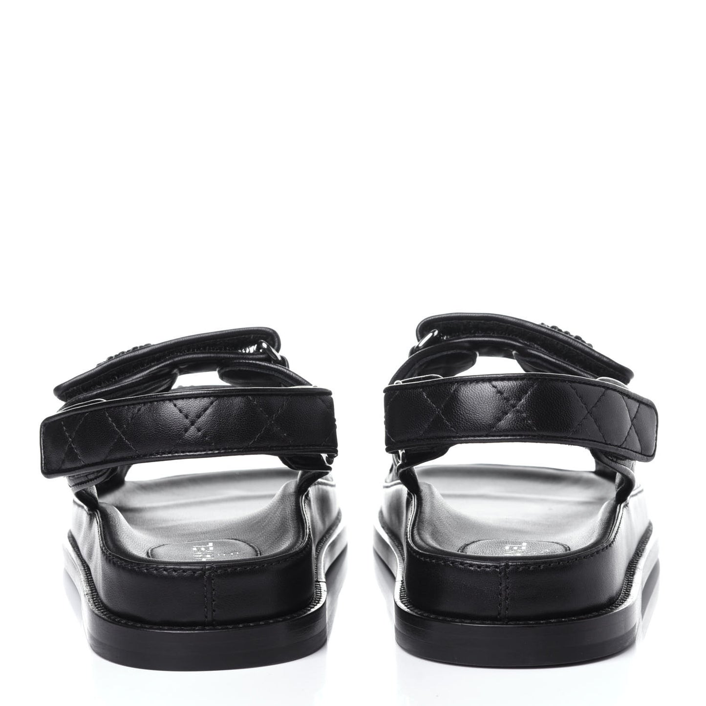 Lambskin Velcro Dad Sandals 37 Black