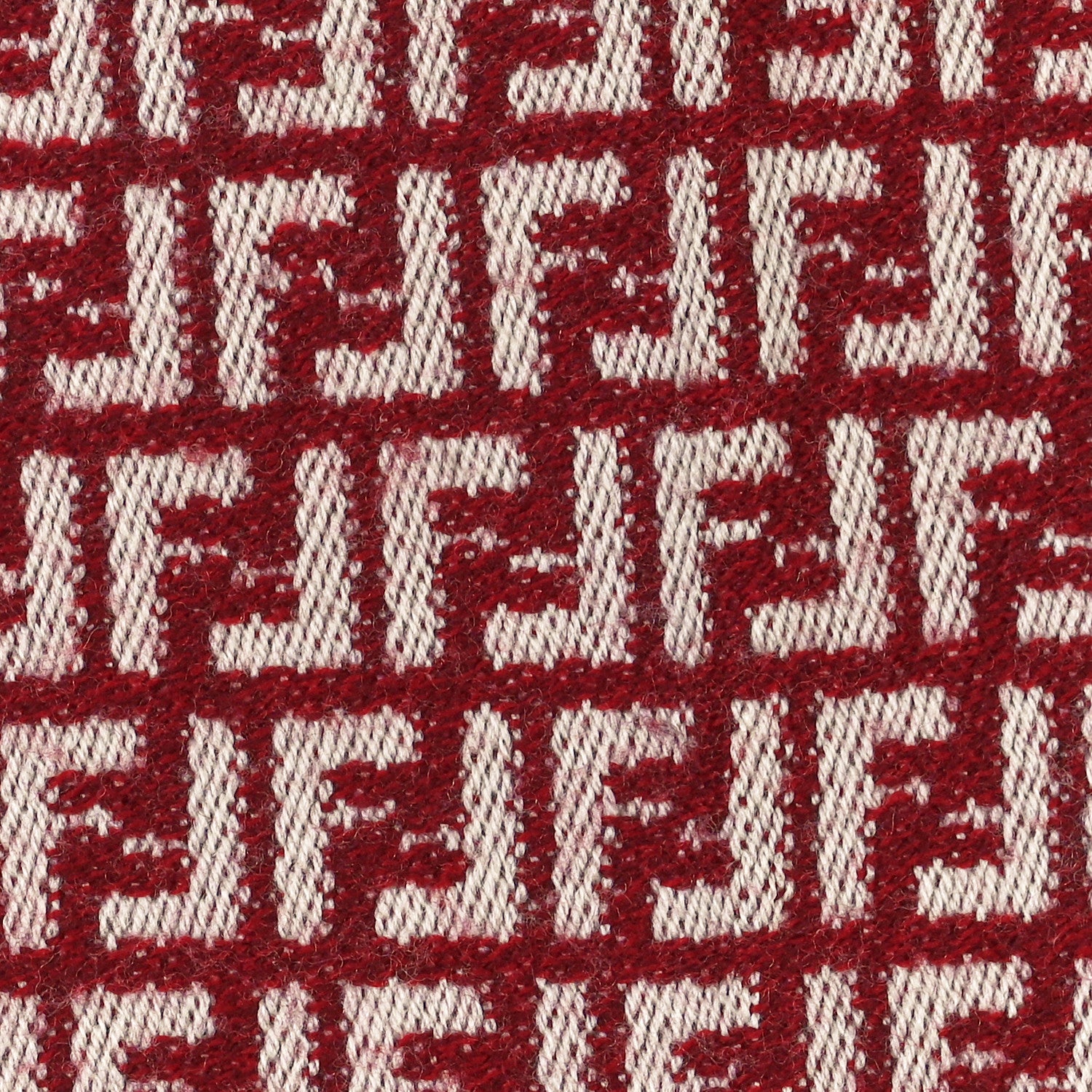 Fendi Wool FF Fringe Scarf Red White 5 of 5