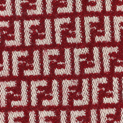 Fendi Wool FF Fringe Scarf Red White 5 of 5