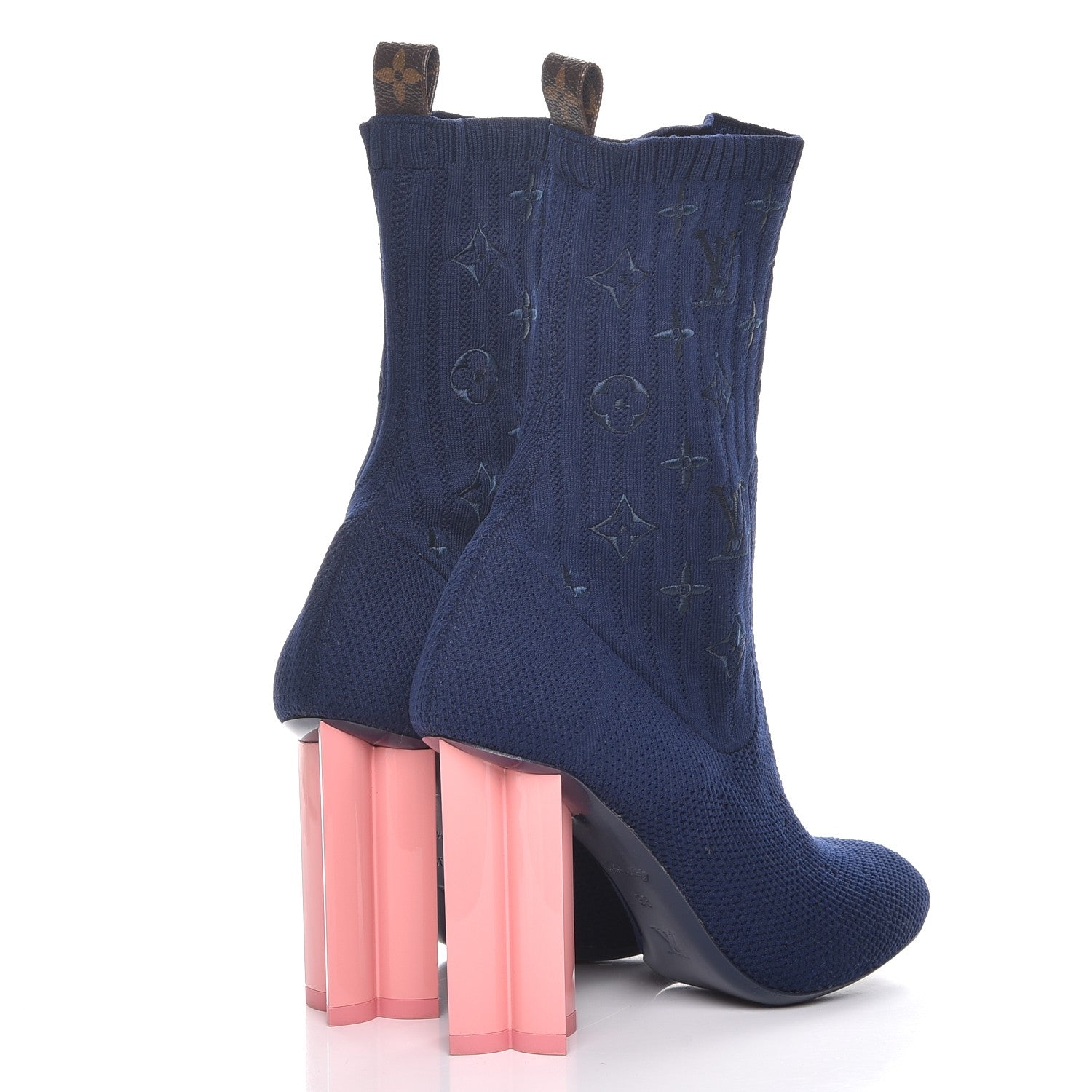 Louis Vuitton Monogram Stretch Fabric Silhouette Ankle Boots 38 Marine 4 of 8