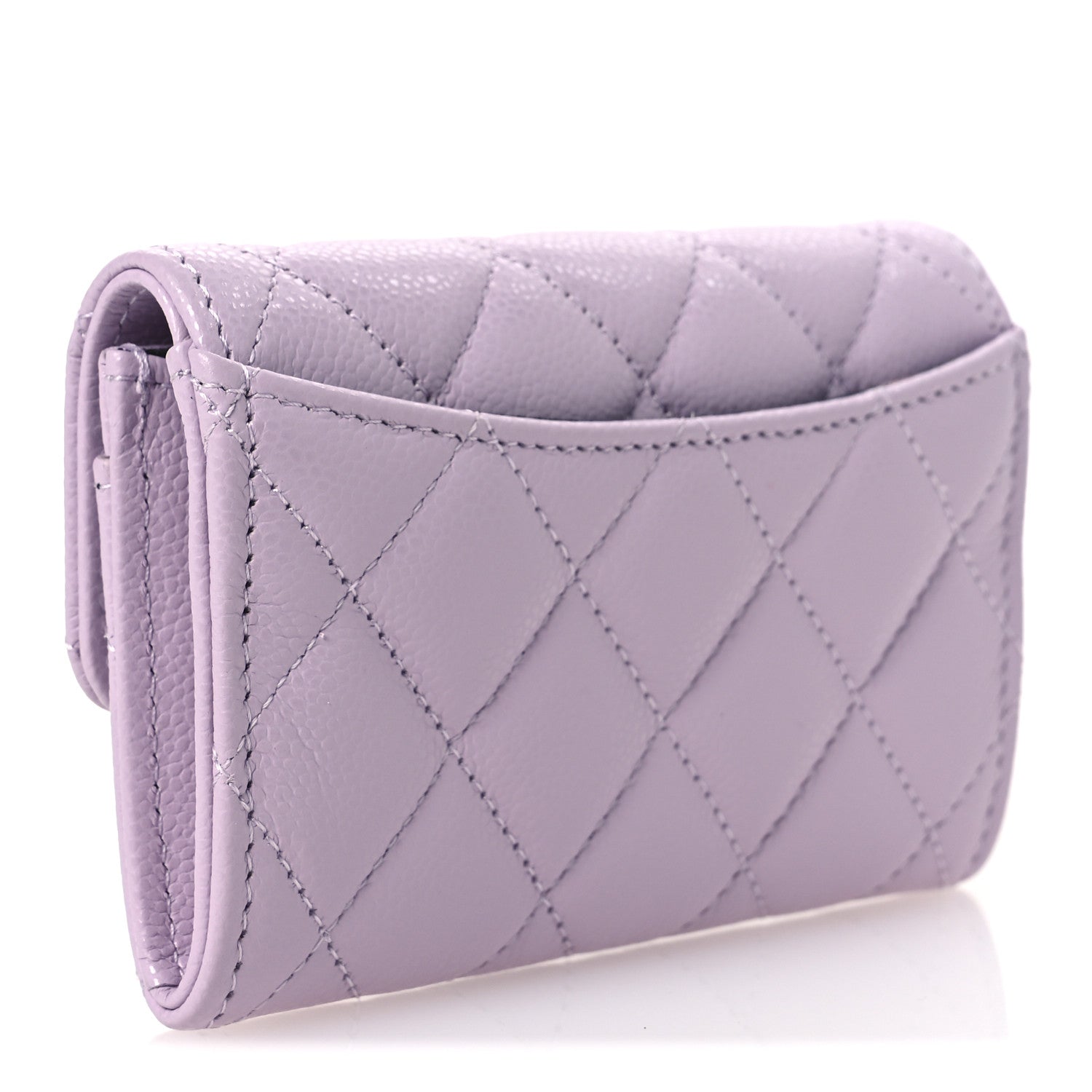 Chanel Caviar Quilted Flap Card Holder Wallet Light Purple 3 of 8