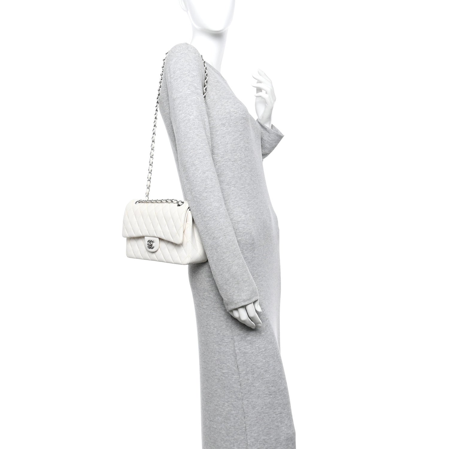Chanel Caviar Quilted Medium Double Flap White 2 of 13