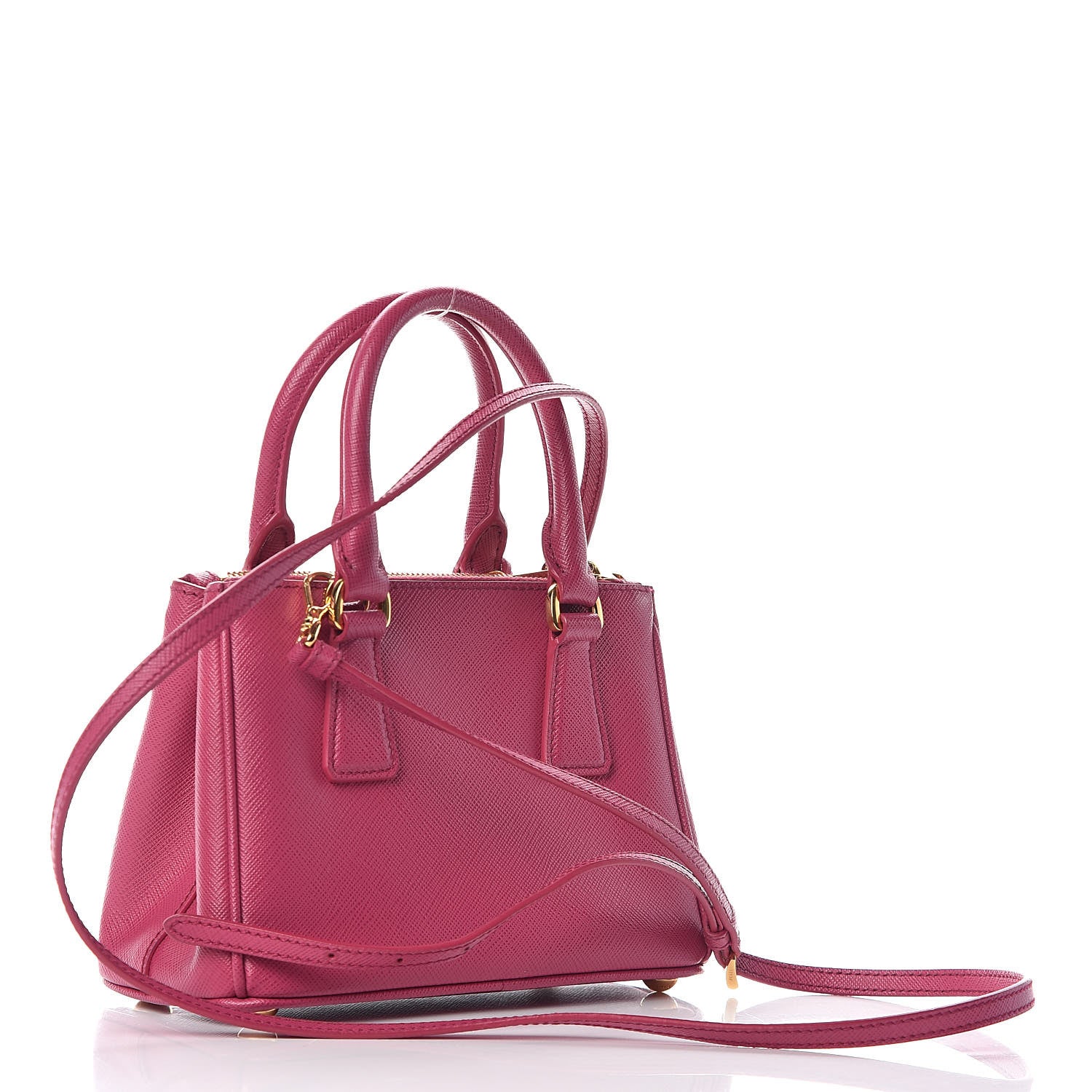 Prada Saffiano Lux Micro Galleria Double Zip Tote Fuxia 3 of 10