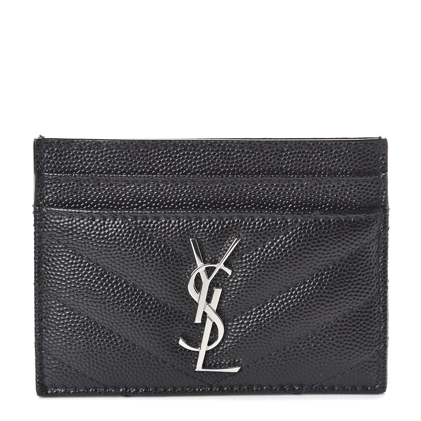 Grain De Poudre Matelasse Chevron Monogram Credit Card Case Black
