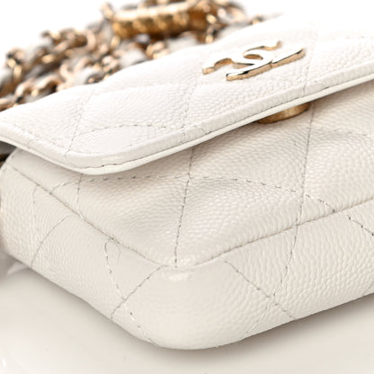 Chanel Caviar Quilted Belt Bag With Charms On Chain White 10 of 13
