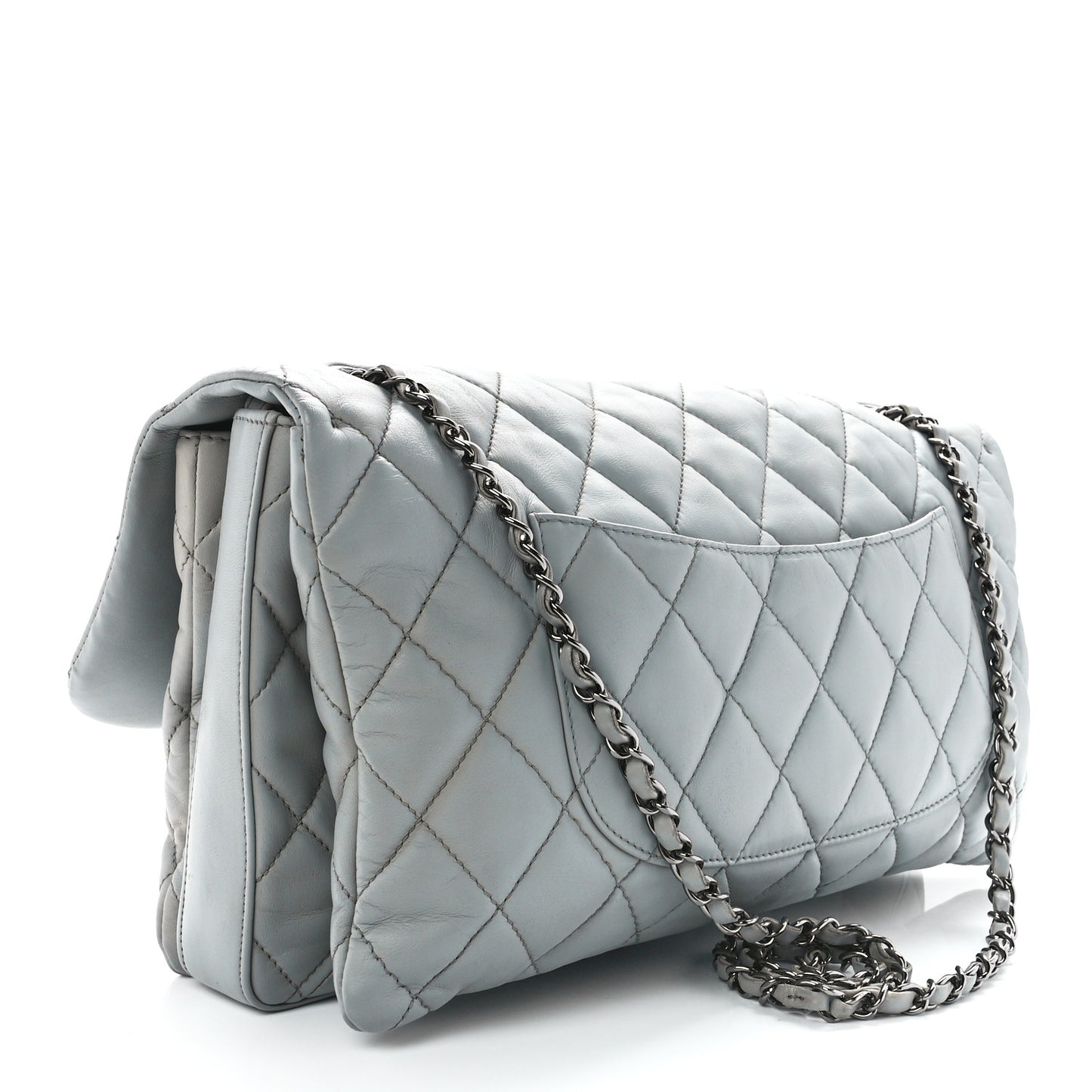 Lambskin Quilted Chanel 3 Maxi Flap Bag Light Blue