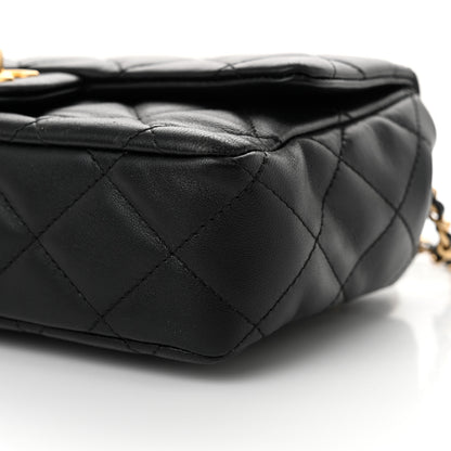 Chanel Lambskin Quilted Small Wenge Wood Flap Black Black 10 of 11