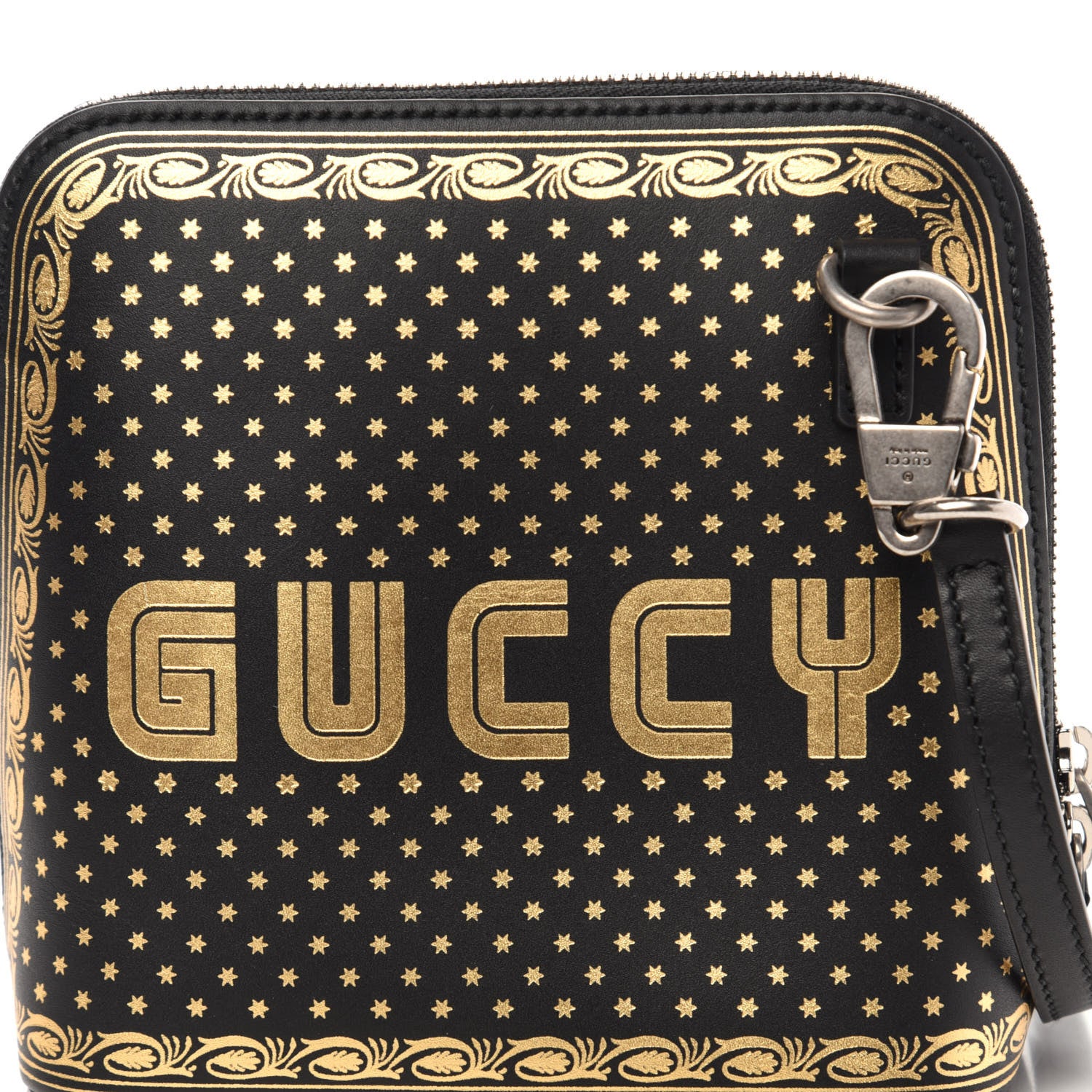 Gucci X SEGA Calfskin GUCCY Stars Mini Dome Shoulder Bag Black Gold 11 of 12