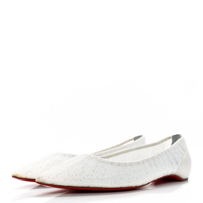 Christian Louboutin Tulle Glitter Satin Kate Draperia Flats 39.5 White 3 of 9