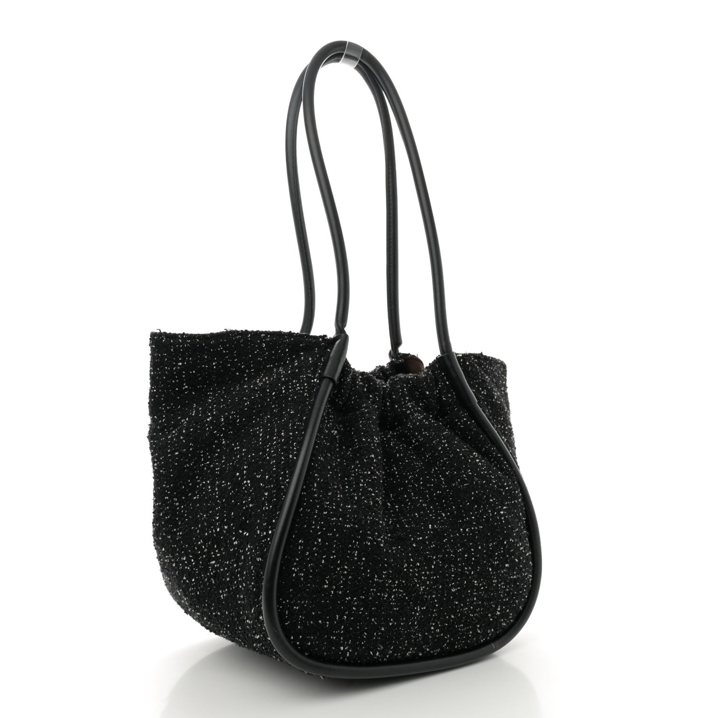 Tweed Large Ruched Tote Black