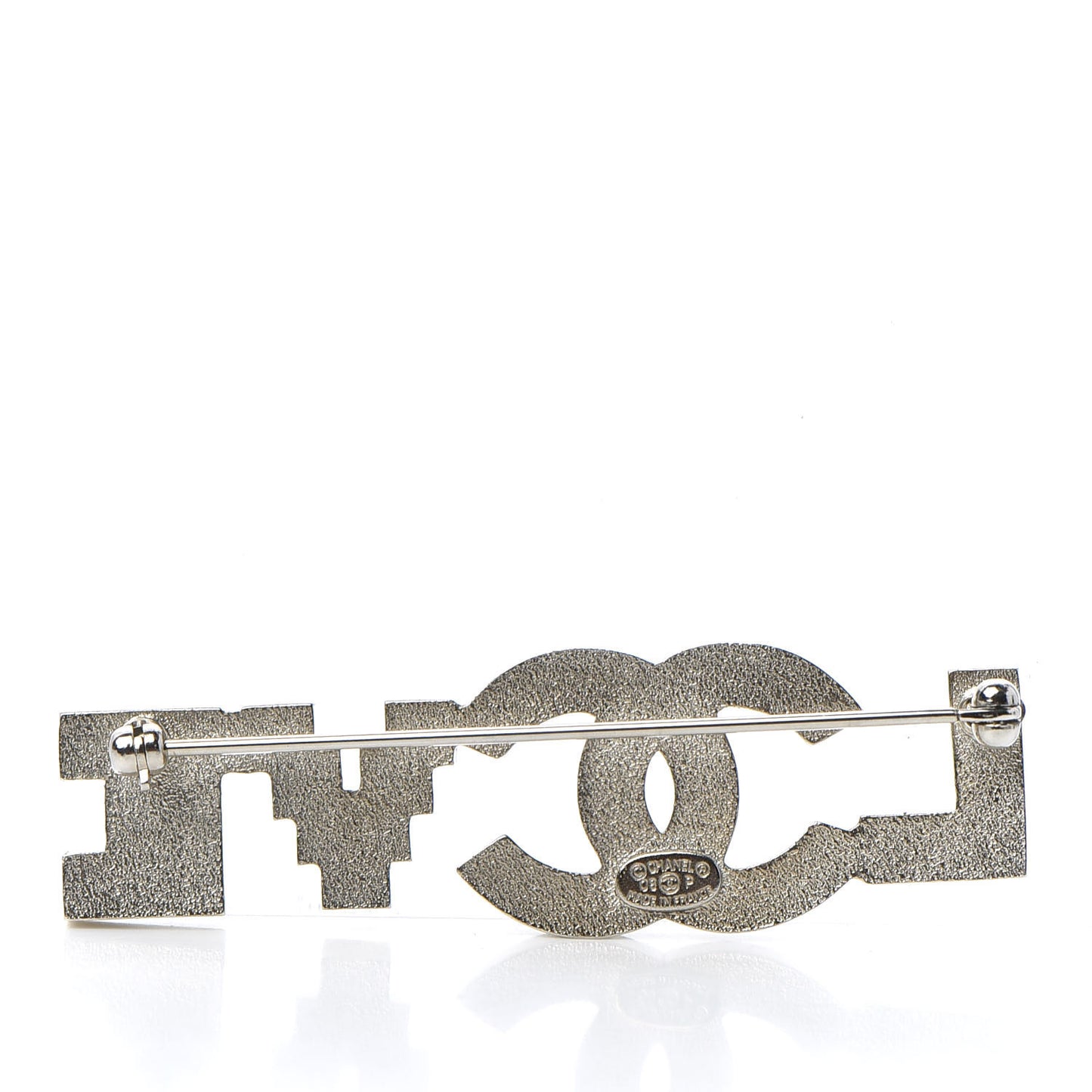 Crystal CC Love Brooch Silver Black