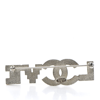 Chanel Crystal CC Love Brooch Silver Black 3 of 4