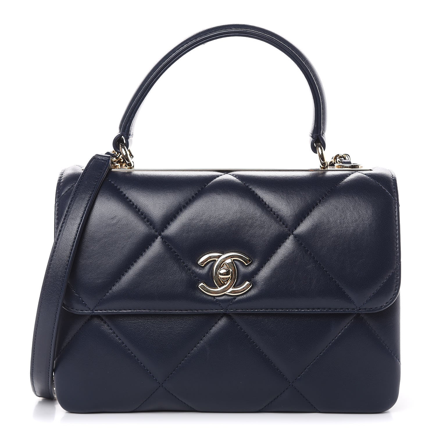 Chanel Lambskin Quilted Small Trendy CC Flap Dual Handle Bag Navy 1 of 13