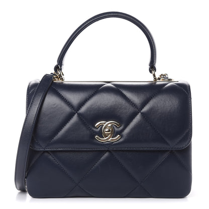 Chanel Lambskin Quilted Small Trendy CC Flap Dual Handle Bag Navy 1 of 13